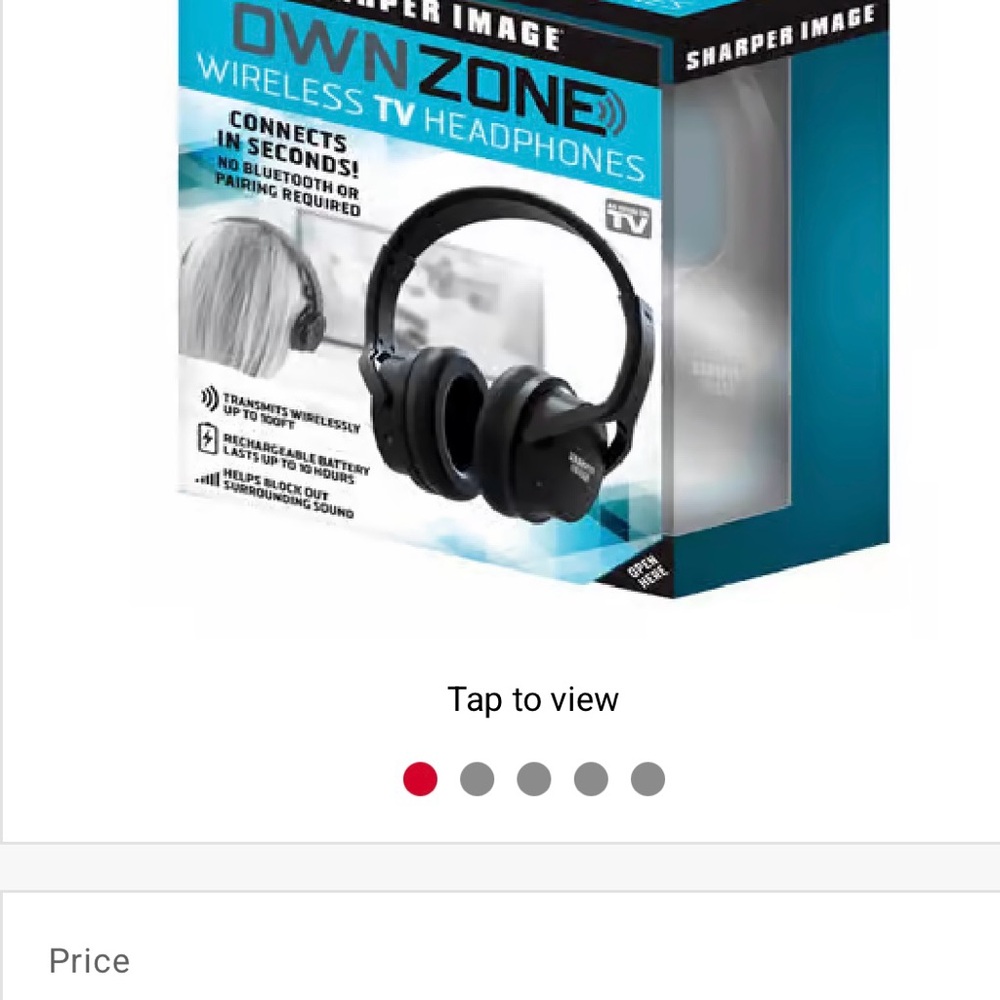 Like New Cordless Sharper Image Black Over-Ear Headphones for TV